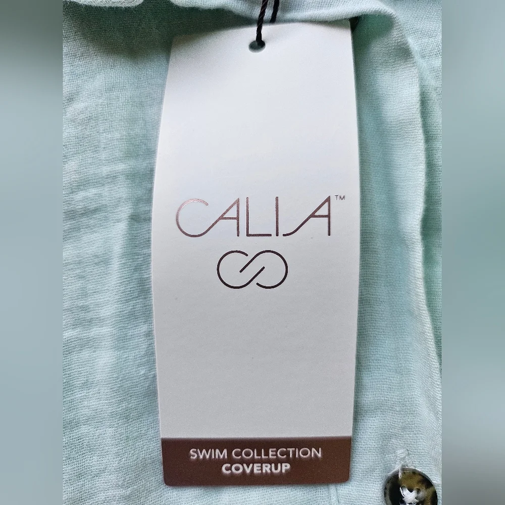 CALIA Women's Oversized 100% Cotton Cover Up, Minty Aura, Green, Size 1X, NWT - Picture 10 of 11
